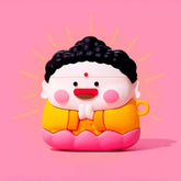 Cute & Funny Buddha Themed AirPods Case - Pink Silicone - 3″